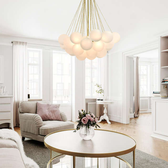 Modern Chic Hanging Frosted Soap Bubble Cloud Chandelier Pendant Light for Living Room/ Dining Room/ Kitchen/ Bedroom