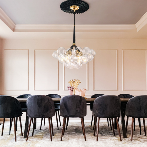 Modern Contemporary Cluster Clear Glass Bubble Chandelier Hanging Light Fixture for Dining Room Living Room Bedroom