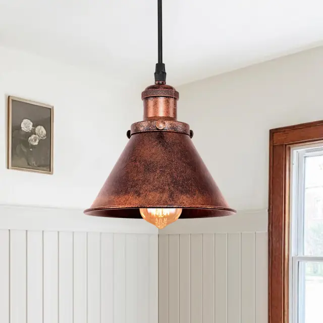 Retro Industrial Style 1 Light Pendant Light in Antique Copper Finish