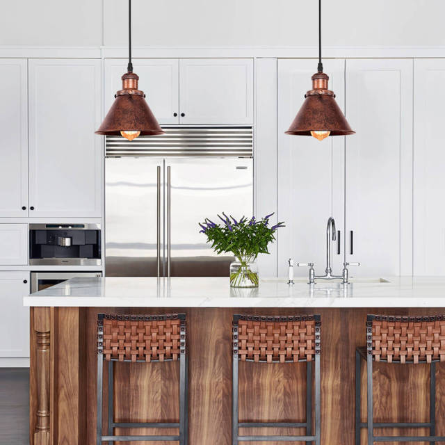 Retro Industrial Style 1 Light Pendant Light in Antique Copper Finish