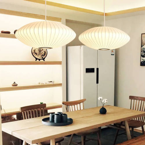 Modern Minimalist Natural Silk White Hanging Pendant Light for Dining / Living Room Bedroom