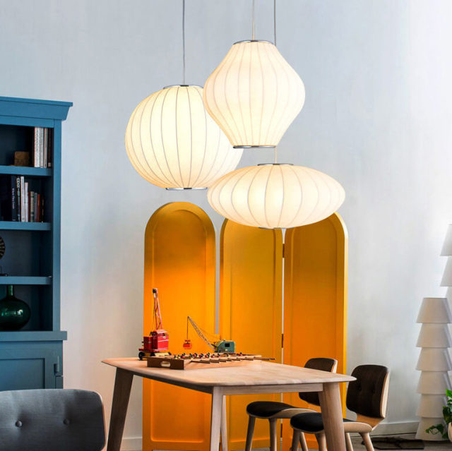 Saucer Bubble Pendant White Single Light Natural Silk Pendant Lamp for Living Room Dining Room Kitchen Bedroom