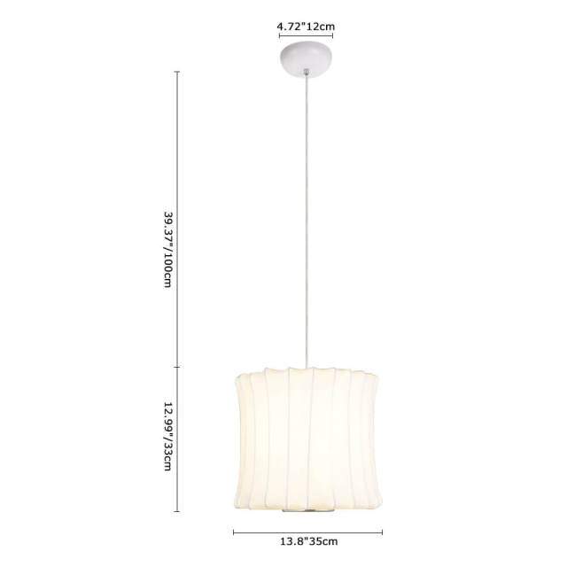 Modern Mid-Century Natural Silk White Hanging Pendant Light for Dining / Living Room Kitchen