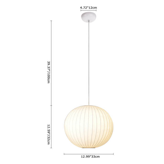 Saucer Bubble Pendant White Single Light Natural Silk Pendant Lamp for Living Room Dining Room Kitchen Bedroom