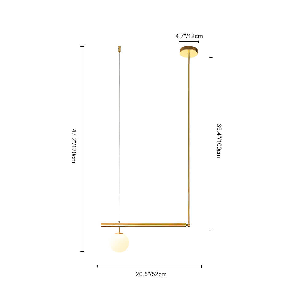Mid Century Modern Linear Suspension Chandelier with Opal Globes for Kitchen Island Dining Table