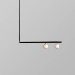 Mid Century Modern Linear Suspension Chandelier with Opal Globes for Kitchen Island Dining Table