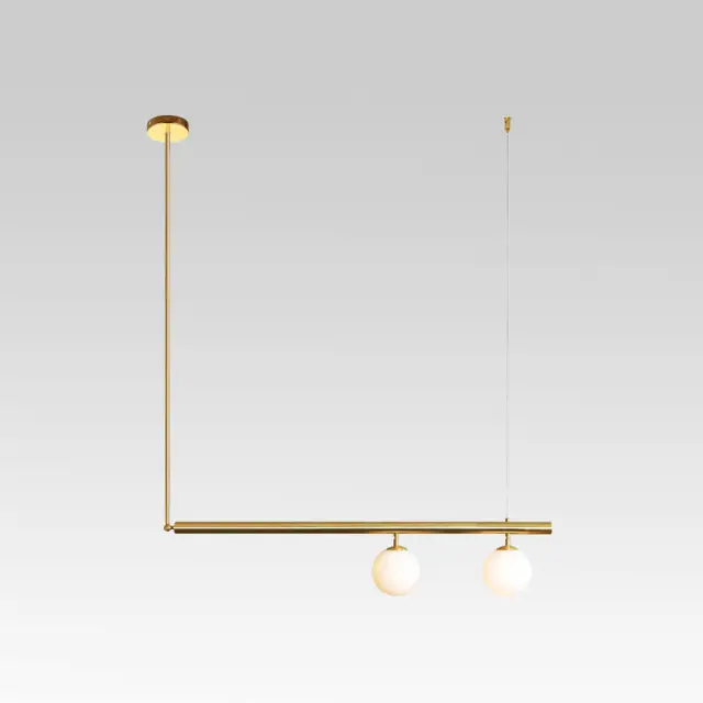 Mid Century Modern Linear Suspension Chandelier with Opal Globes for Kitchen Island Dining Table