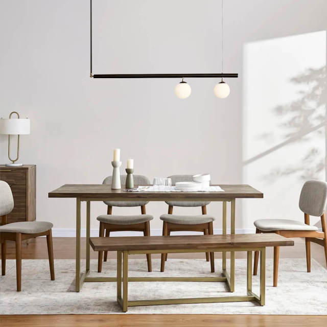 Mid Century Modern Linear Suspension Chandelier with Opal Globes for Kitchen Island Dining Table