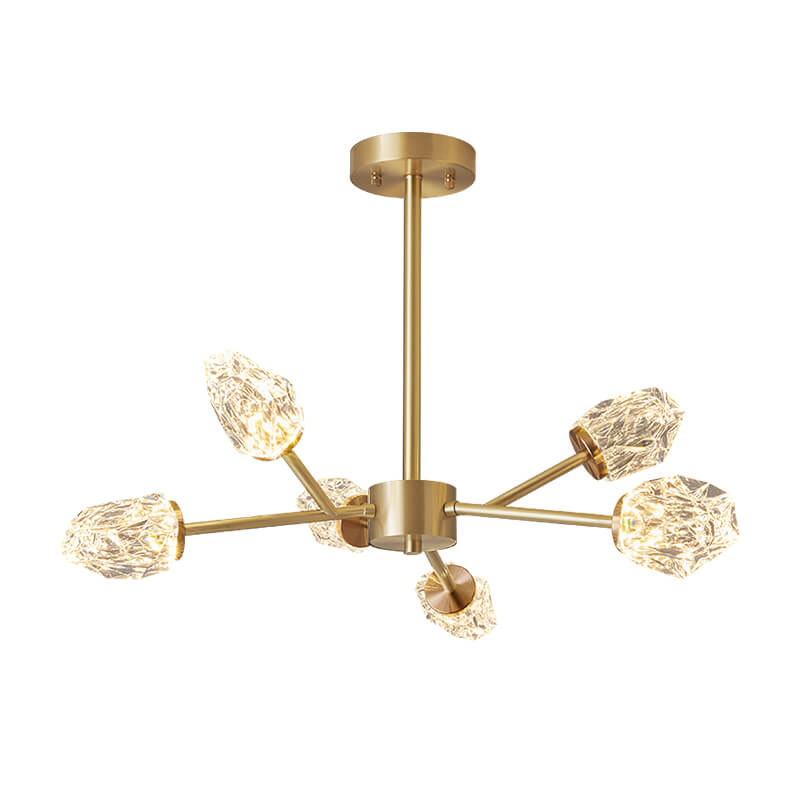Mid-Century Glam Luxurious Design 6-Light Sputnik Chandelier in Crystal Glass Shades  for Living Room Restaurant