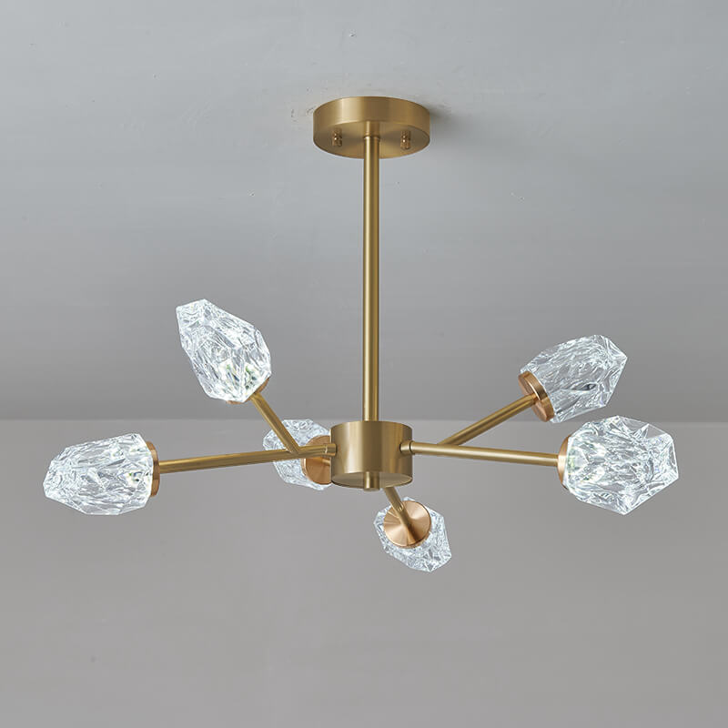 Mid-Century Glam Luxurious Design 6-Light Sputnik Chandelier in Crystal Glass Shades  for Living Room Restaurant