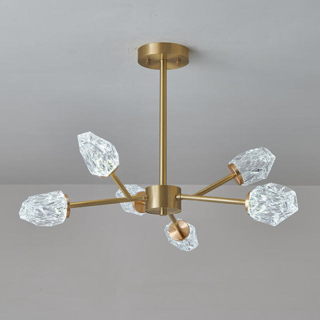 Contemporary Glam Luxurious Design 6-Light Sputnik Chandelier in Crystal Glass Shades  for Living Room Restaurant