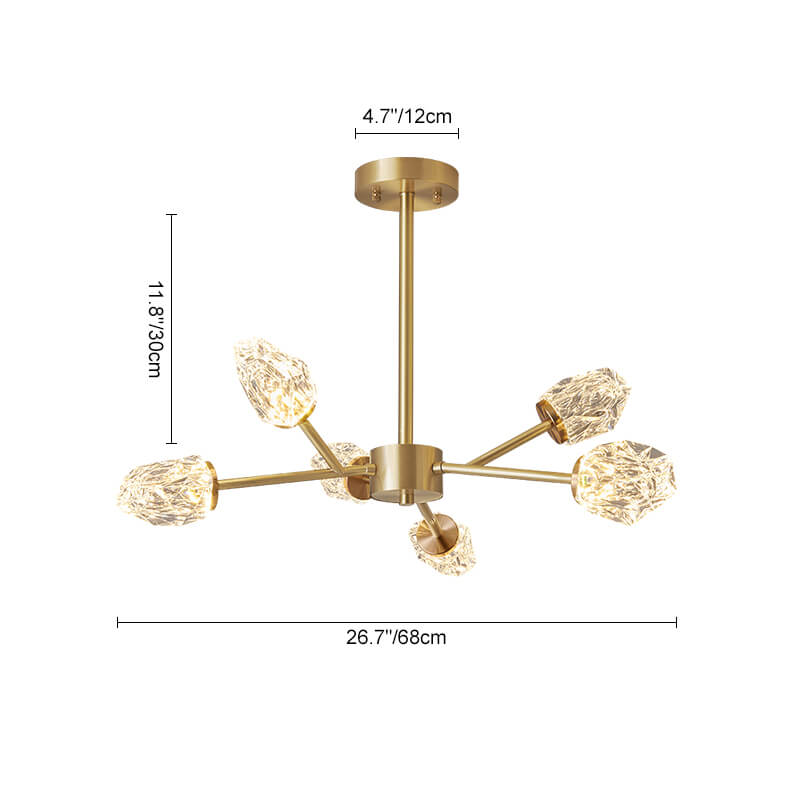 Mid-Century Glam Luxurious Design 6-Light Sputnik Chandelier in Crystal Glass Shades  for Living Room Restaurant