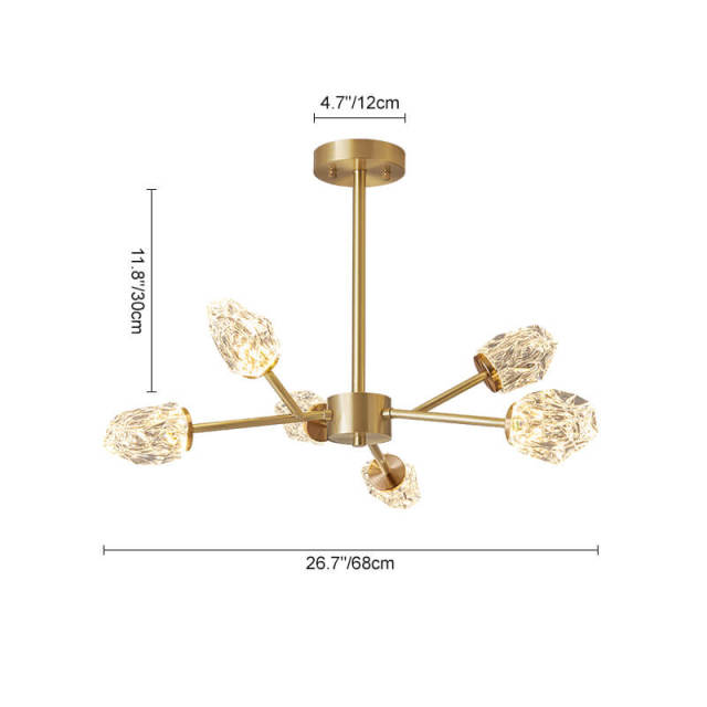 Contemporary Glam Luxurious Design 6-Light Sputnik Chandelier in Crystal Glass Shades  for Living Room Restaurant