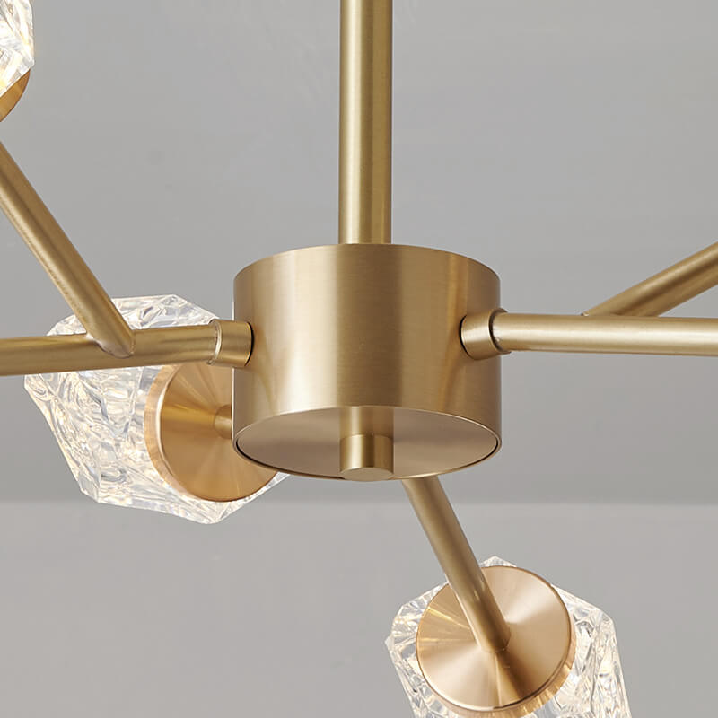 Mid-Century Glam Luxurious Design 6-Light Sputnik Chandelier in Crystal Glass Shades  for Living Room Restaurant
