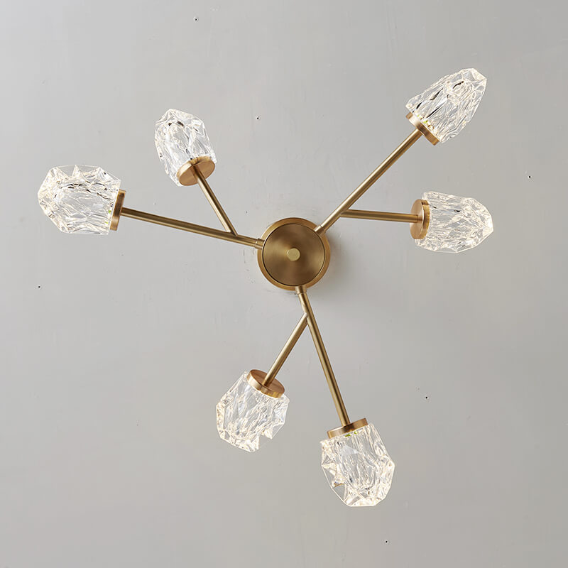 Mid-Century Glam Luxurious Design 6-Light Sputnik Chandelier in Crystal Glass Shades  for Living Room Restaurant