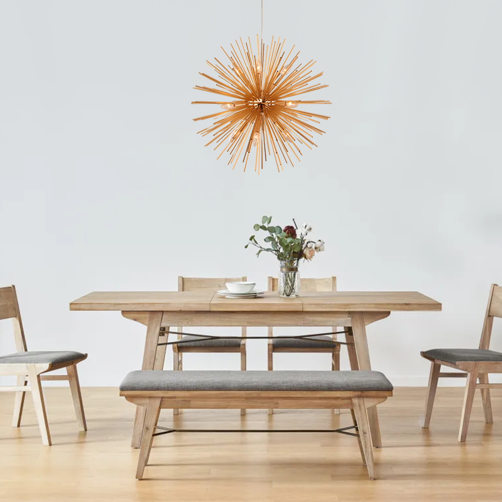 Modern Style 8/12 Light Sunburst Firework Sputnik Chandelier in Gold for Living Room Restaurant