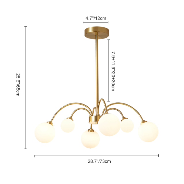 Modern Glam 6 Light Polished Brass with Swirl Glass Chandelier for Living Room Dining Room