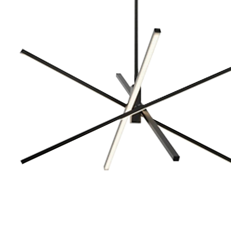 Modern 4-Light LED Cross Arms Sputnik Chandelier in Matt Black/ Aged Brass/ Chrome Finish for Home Office Dining Room Living Room