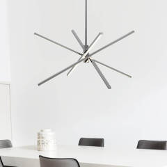 4-Light LED Cross Arms Modern Sputnik Chandelier in Matt Black/ Aged Brass/ Chrome Finish for Dining Room/ Kitchen/ Living Room