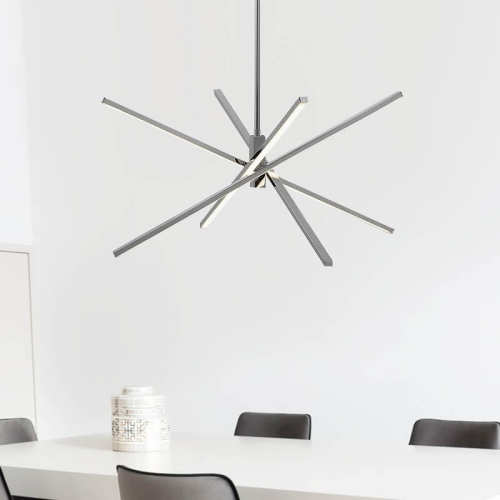 Midcentury Modern Square 4Light Chandelier in Black and Gold for