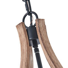 Modern Farmhouse Chandelier in Lantern Wood Finish Hanging Light for Dining Room/ Kitchen/ Living Room