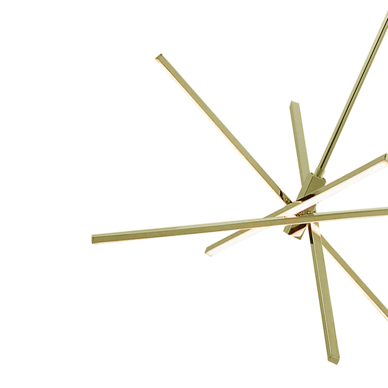 Modern 4-Light LED Cross Arms Sputnik Chandelier in Matt Black/ Aged Brass/ Chrome Finish for Home Office Dining Room Living Room