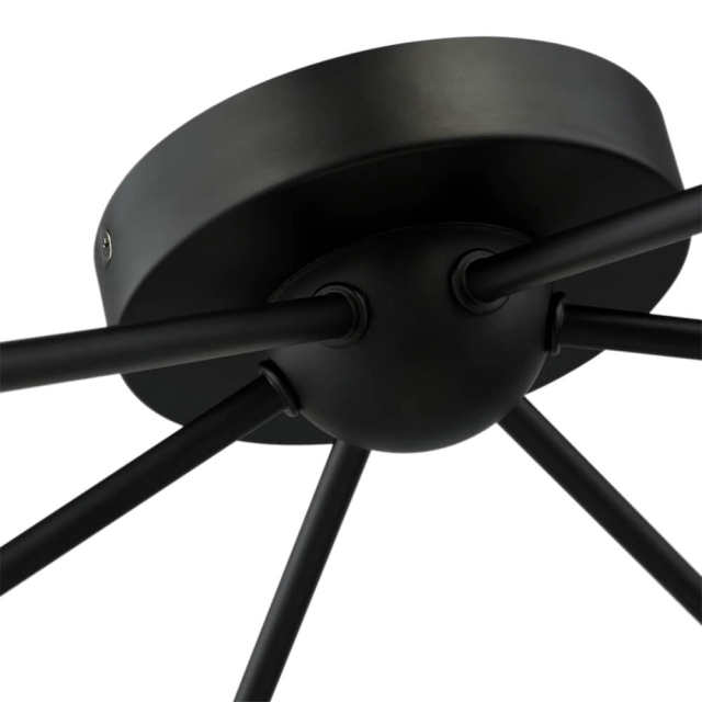 Modern Minimalist Sputnik Semi Flush Mount in Black Finish for Living /Dining Room /Bedroom