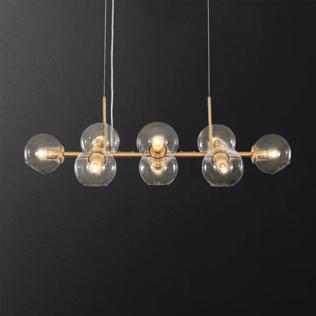 Mid Century Modern 8 Lights Clear Glass Chandelier for Dining Room Living Room