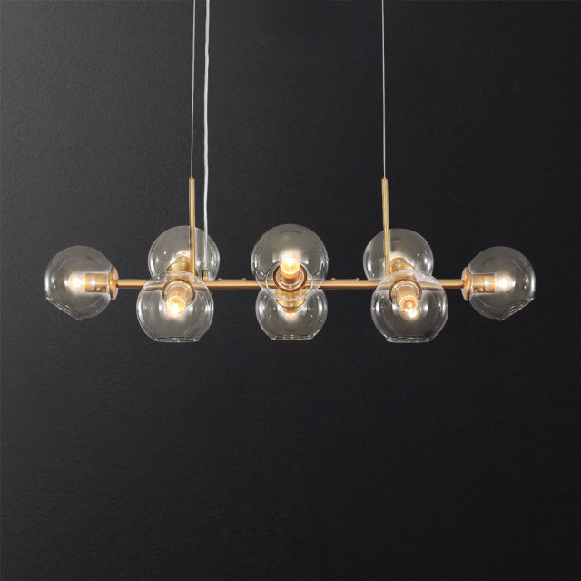 Mid Century Modern 8 Lights Clear Glass Chandelier for Dining Room Living Room