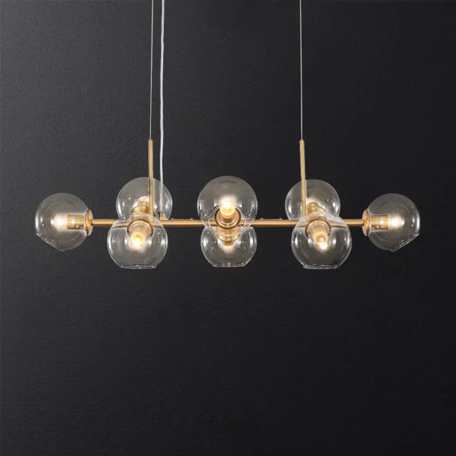 Mid Century Modern 8 Lights Clear Glass Chandelier for Dining Room Living Room