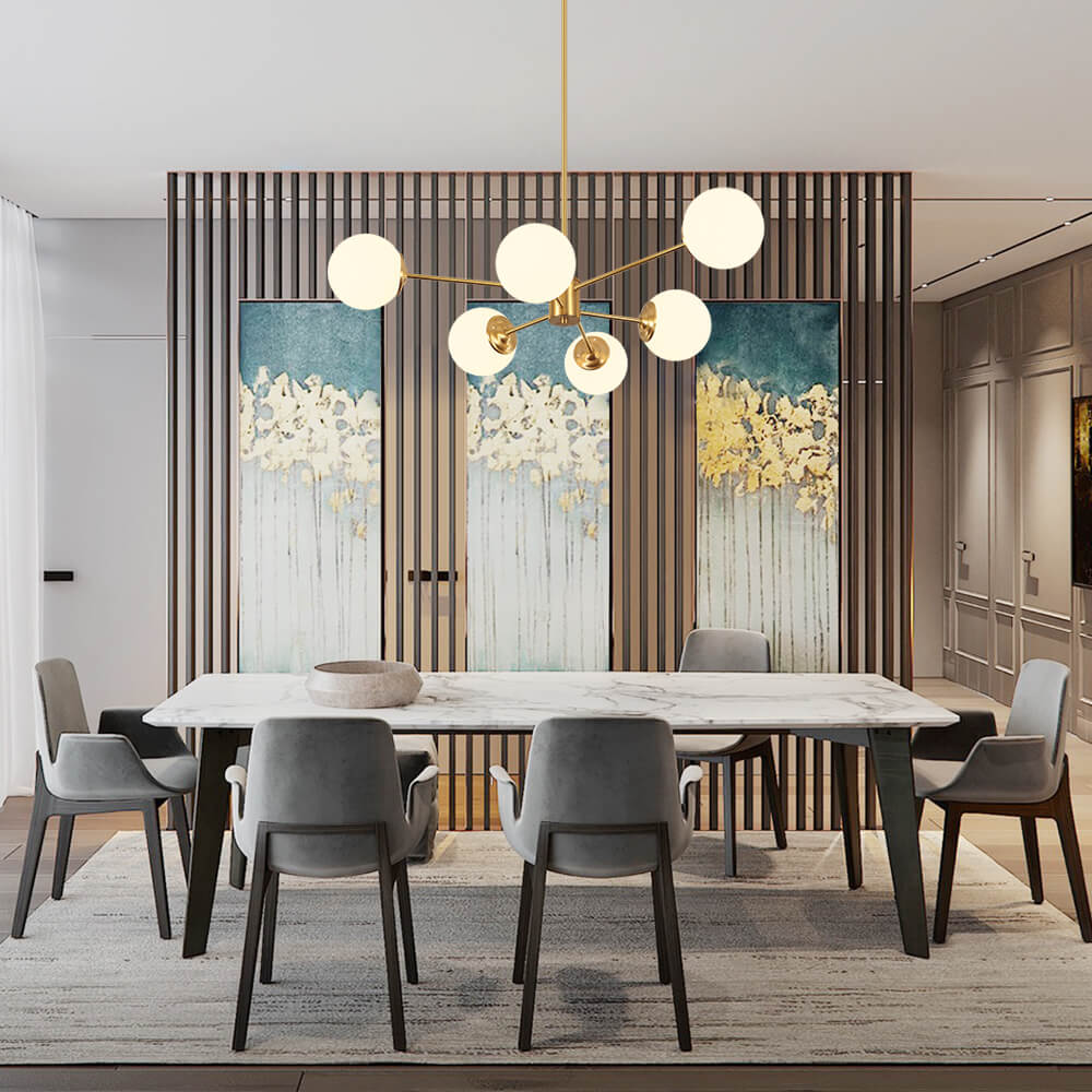 Mid-Century Modern 6/8 Lights Brass Sputnik Chandelier with Glass ...