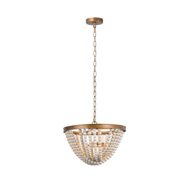 Modern Mid-century Boho Beads Antiqued Brass Chandelier in Bowl Shape for Dining Room/ Living Room/ Bedroom