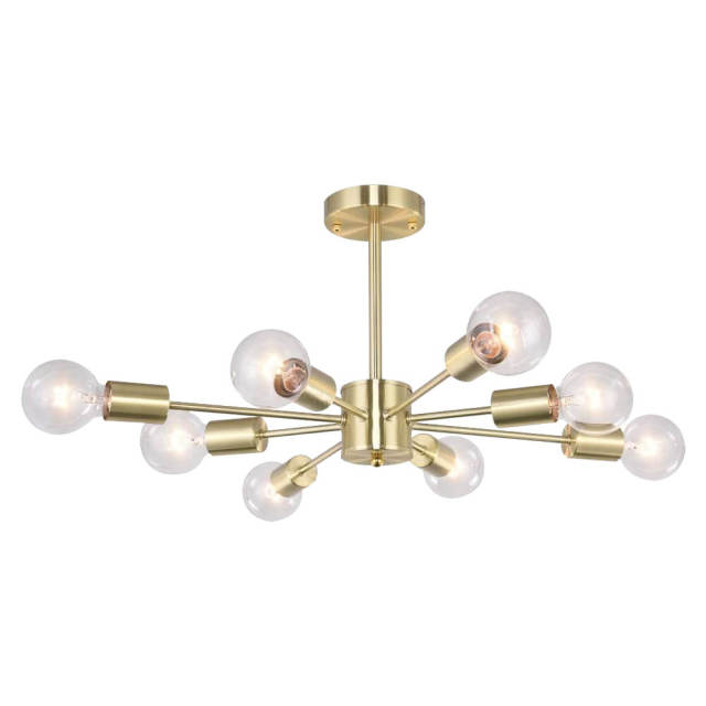 8-Light Modern Linear Semi Flush Mount Sputnik Light for Living Room Bedroom