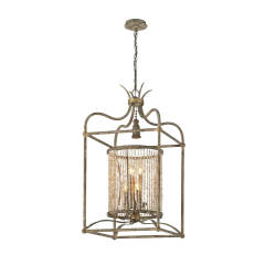 4-Light Modern Farmhouse Industrial Pendant Lighting with Pearls Deign in Antique Bronze finish for Dining Room/ Living Room/ Gallery