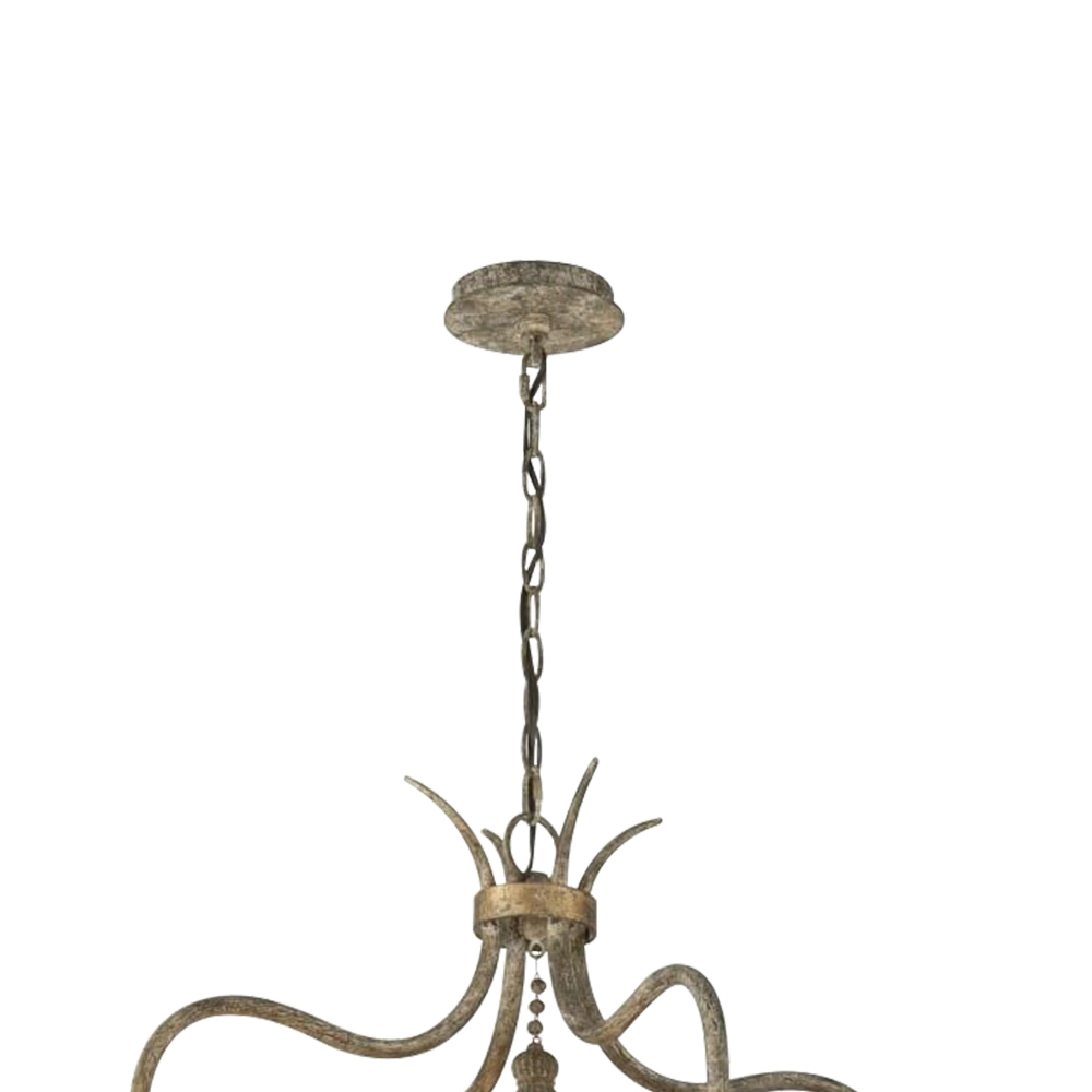 4-Light Modern Farmhouse Industrial Pendant Chandelier with Pearls Design in Antique Bronze finish for Dining Room/ Living Room/ Gallery