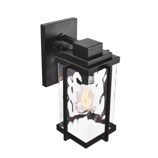 Minimalist Modern Outdoor Indoor Rectangle Lantern Wall Sconce in Black Porch Light Fixture