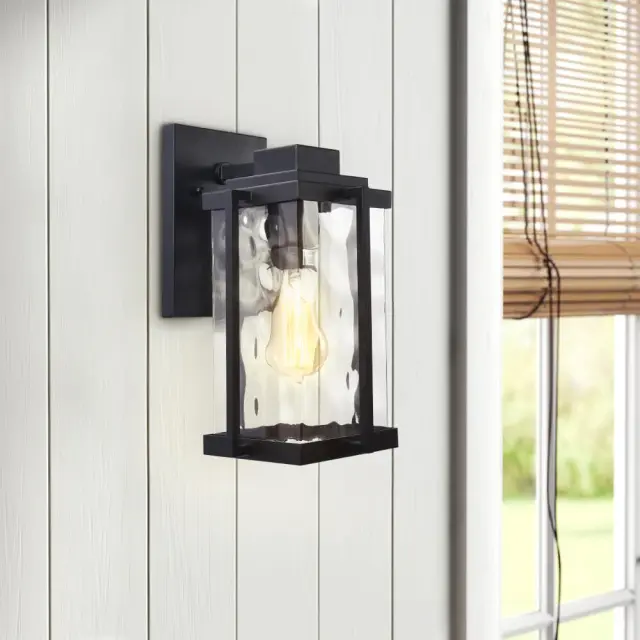 Minimalist Modern Outdoor Indoor Rectangle Lantern Wall Sconce in Black Porch Light Fixture