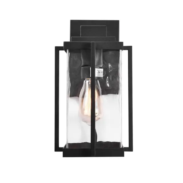 Minimalist Modern Outdoor Indoor Rectangle Lantern Wall Sconce in Black Porch Light Fixture