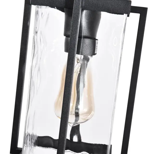 Minimalist Modern Outdoor Indoor Rectangle Lantern Wall Sconce in Black Porch Light Fixture