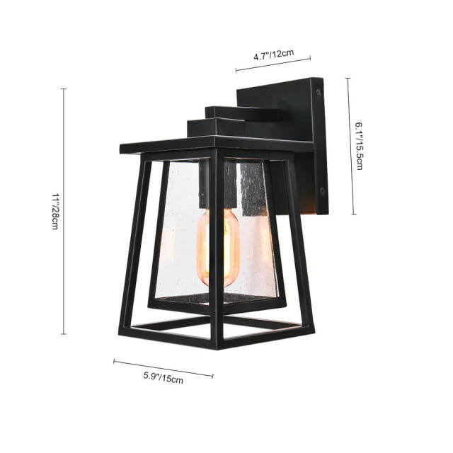 Modern Minimalist Tapering Lantern Outdoor Indoor Wall Sconce in Black Porch Light Fixture