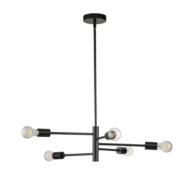 5-Light Modern Minimalist Sputnik Chandelier in Black for Living Room/Dining Room/Bedroom