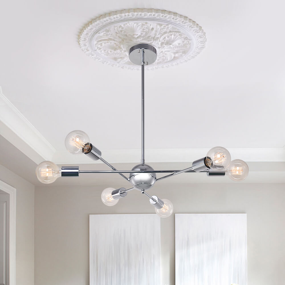 Modern MidCentury 8 Lights Chrome/Bronze Sputnik Chandelier for Living