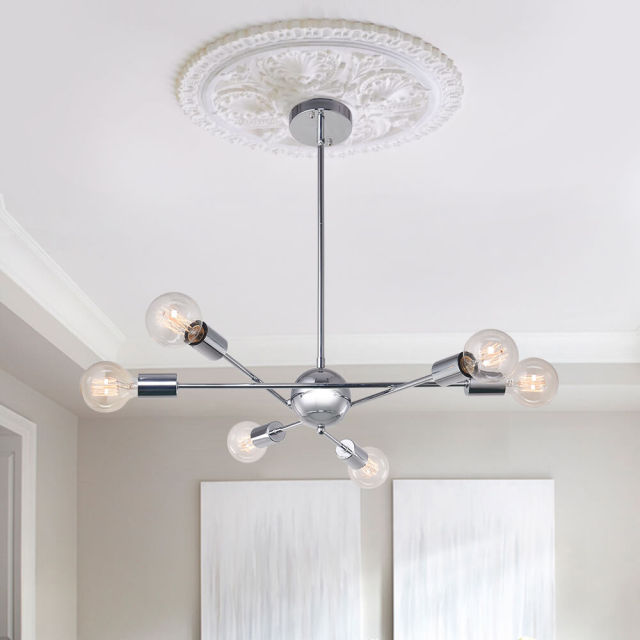 Modern Mid-Century 8/6 Lights Chrome/Bronze Sputnik Chandelier for Living Room Dining Room