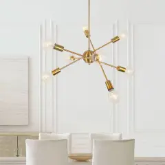 Modern Mid-Century 8/6 Lights Chrome/Bronze Sputnik Chandelier for Living Room Dining Room