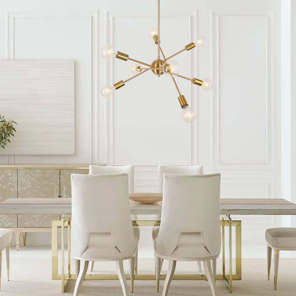 Modern Mid-Century 8/6 Lights Chrome/Bronze Sputnik Chandelier for Living Room Dining Room