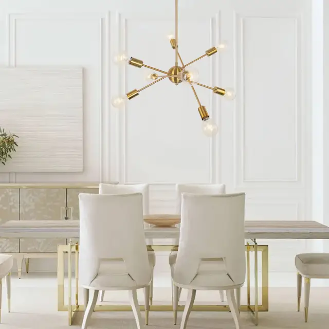 Modern Mid-Century 8/6 Lights Chrome/Bronze Sputnik Chandelier for Living Room Dining Room