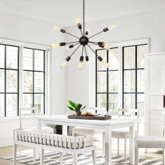 Contemporary 12/20-Lights Black Sputnik Chandelier For Living Room Bedroom