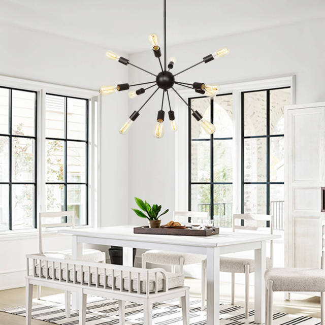 Contemporary 12/20-Lights Black Sputnik Chandelier For Living Room Bedroom