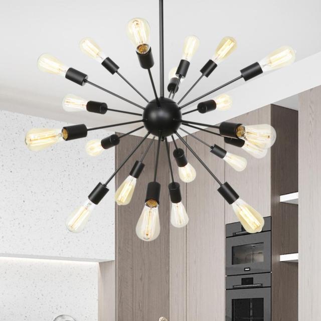 Contemporary 12/20-Lights Black Sputnik Chandelier For Living Room Bedroom