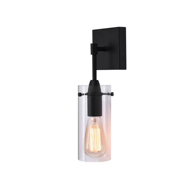 Clear Glass Cylinder Shade Single Light Modern Wall Sconce Wall Light Bathroom Vanity Light for Living Room Hallway Bedroom